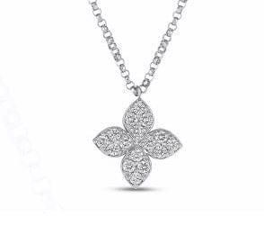 Roberto Coin Inc. Jewellery - Necklace ROBERTO COIN 18K White Gold Love By The Inch Diamond Polished Flower Station Necklace