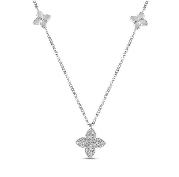 Roberto Coin Inc. Jewellery - Necklace ROBERTO COIN 18K White Gold Love By The Inch Diamond Polished Flower Station Necklace