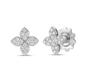 Roberto Coin Inc. Jewellery - Earrings - Stud Roberto Coin 18K White Gold Love in Verona Pave Diamond Studs