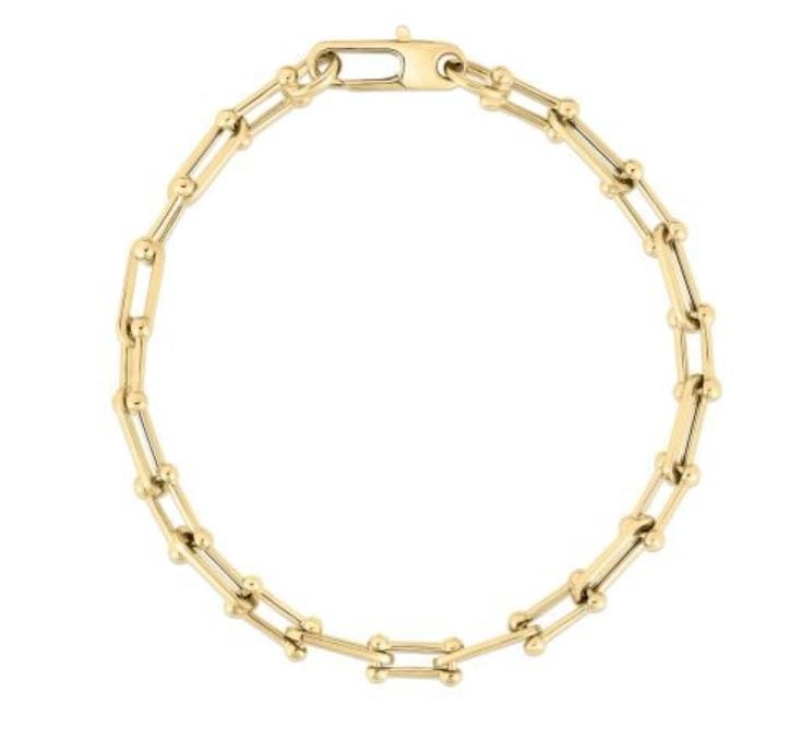 Roberto Coin Inc. Jewellery - Bracelet Roberto Coin 18K Yellow Gold Alternating Beaded End Paperclip Link Bracelet