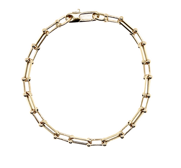 Roberto Coin Inc. Jewellery - Bracelet Roberto Coin 18K Yellow Gold Alternating Beaded End Paperclip Link Bracelet