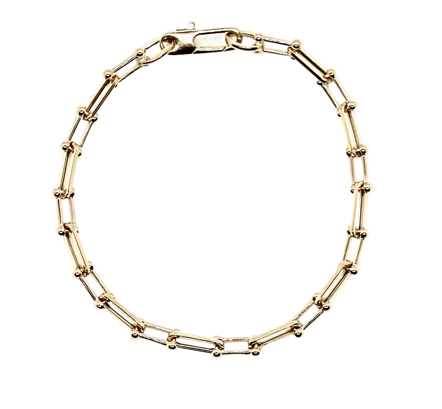 Roberto Coin Inc. Jewellery - Bracelet Roberto Coin 18K Yellow Gold Alternating Beaded End Paperclip Link Bracelet
