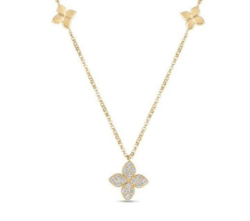 Roberto Coin Inc. Jewellery - Necklace Roberto Coin 18K Yellow Gold Diamond Flower Station Necklace