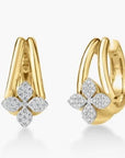 Roberto Coin Inc. Jewellery - Earrings - Hoop Roberto Coin 18K Yellow Gold Love in Verona Diamond Flower Split Band Huggie Hoops