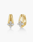 Roberto Coin Inc. Jewellery - Earrings - Hoop Roberto Coin 18K Yellow Gold Love in Verona Diamond Flower Split Band Huggie Hoops