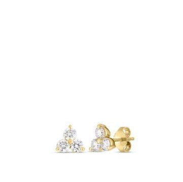 Roberto Coin Inc. Jewellery - Earrings - Stud Roberto Coin 18K Yellow Gold Small 3 Diamond Cluster Studs