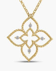 Roberto Coin Inc. Jewellery - Necklace Roberto Coin 18K Yellow Gold Small Princess Flower Open Frame Diamond Necklace