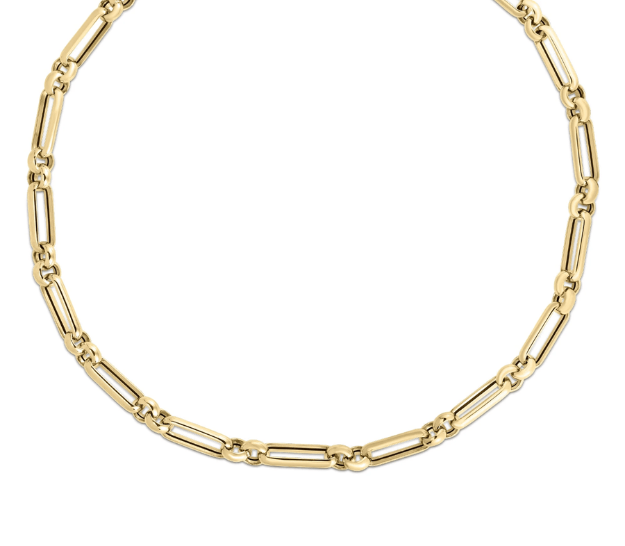 Roberto Coin Inc. Jewellery - Necklace ROBERTO COIN DESIGNER GOLD MIXED LINK CHAIN NECKLACE
