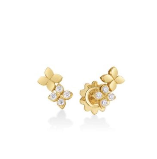 Roberto Coin Inc. Jewellery - Earrings - Stud ROBERTO COIN LOVE IN VERONA DIAMOND AND POLISHED FINISH DOUBLE FLOWER STUD EARRINGS