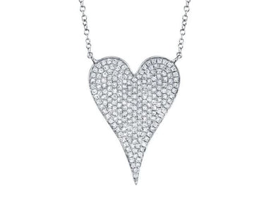 Shy Creation Jewellery - Necklace Shy Creation 14K White Gold 0.43ctw Diamond Pave Heart Necklace