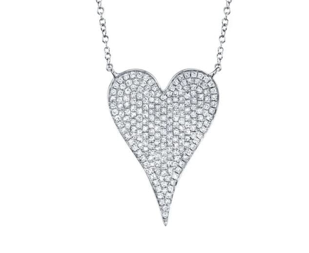Shy Creation Jewellery - Necklace Shy Creation 14K White Gold 0.43ctw Diamond Pave Heart Necklace