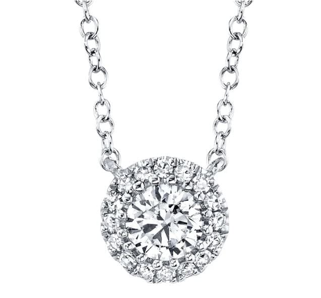 Shy Creation Jewellery - Necklace Shy Creation 14K White Gold Diamond Halo Necklace