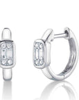 Shy Creation Jewellery - Earrings - Hoop Shy Creation 14K White Gold Diamond Mosaic Huggie Hoops