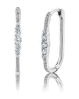 Shy Creation Jewellery - Earrings - Hoop Shy Creation 14K White Gold Diamond Oval Huggie Hoops