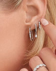 Shy Creation Jewellery - Earrings - Hoop Shy Creation 14K White Gold Diamond Oval Huggie Hoops