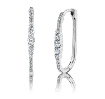 Shy Creation Jewellery - Earrings - Hoop Shy Creation 14K White Gold Diamond Oval Huggie Hoops