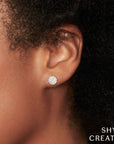 Shy Creation Jewellery - Earrings - Stud Shy Creation 14K White Gold Diamond Pave Disc Stud Earrings