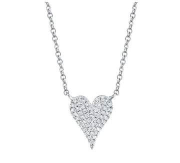 Shy Creation Jewellery - Necklace Shy Creation 14K White Gold Diamond Pave Heart Necklace