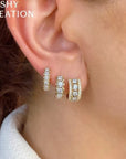 Shy Creation Jewellery - Earrings - Hoop Shy Creation 14K White Gold Diamond Shimmer Huggie Hoops