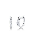 Shy Creation Jewellery - Earrings - Hoop Shy Creation 14K White Gold Double Diamond Huggie Hoops