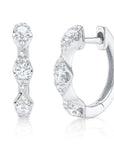 Shy Creation Jewellery - Earrings - Hoop Shy Creation 14K White Gold Undulating Diamond Huggie Hoops