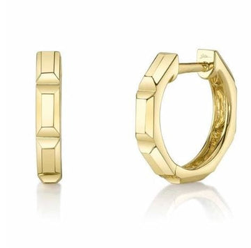 Shy Creation Jewellery - Earrings - Hoop Shy Creation 14K Yellow Gold Baguette Pattern Huggie Hoops
