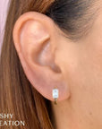 Shy Creation Jewellery - Earrings - Hoop Shy Creation 14K Yellow Gold Diamond Baguette Huggie Hoops