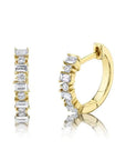 Shy Creation Jewellery - Earrings - Hoop Shy Creation 14K Yellow Gold Diamond Baguette Huggies