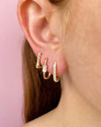 Shy Creation Jewellery - Earrings - Hoop Shy Creation 14K Yellow Gold Diamond Carribeener Huggies