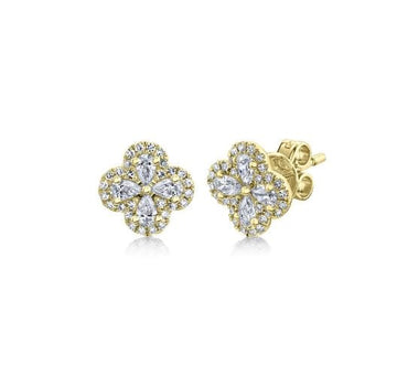 Shy Creation Jewellery - Earrings - Stud Shy Creation 14K Yellow Gold Diamond Clover Stud Earrings
