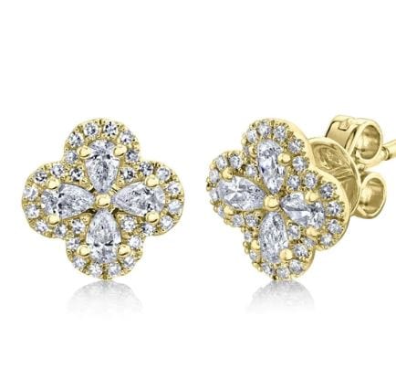 Shy Creation Jewellery - Earrings - Stud Shy Creation 14K Yellow Gold Diamond Clover Stud Earrings