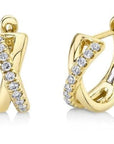 Shy Creation Jewellery - Earrings - Hoop Shy Creation 14K Yellow Gold Diamond Criss Cross Huggie Hoops