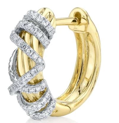 Shy Creation Jewellery - Earrings - Hoop Shy Creation 14K Yellow Gold Diamond Entwined Huggie Hoops