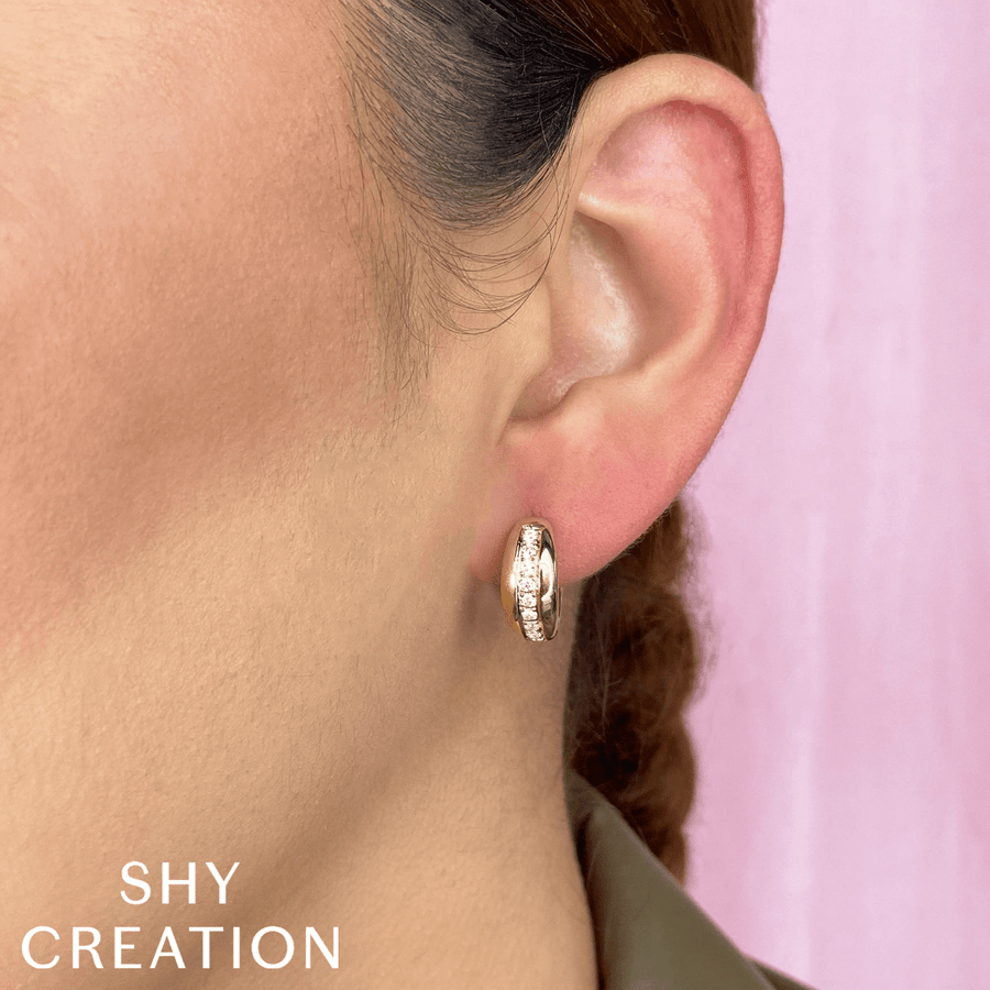 Shy Creation Jewellery - Earrings - Hoop Shy Creation 14k Yellow Gold Diamond Hoop Earrings