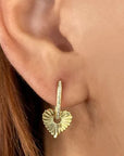 Shy Creation Jewellery - Earrings - Drop Shy Creation 14K Yellow Gold Diamond Huggie Heart Drop Earrings