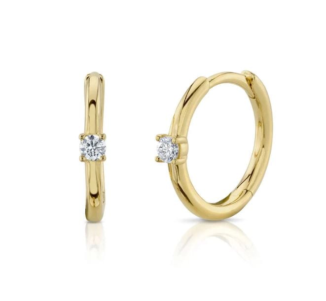 Shy Creation Jewellery - Earrings - Hoop Shy Creation 14K Yellow Gold Diamond Huggie Hoops