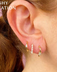 Shy Creation Jewellery - Earrings - Hoop Shy Creation 14K Yellow Gold Diamond Huggie Hoops