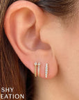 Shy Creation Jewellery - Earrings - Stud Shy Creation 14K Yellow Gold Diamond Line Bar Studs