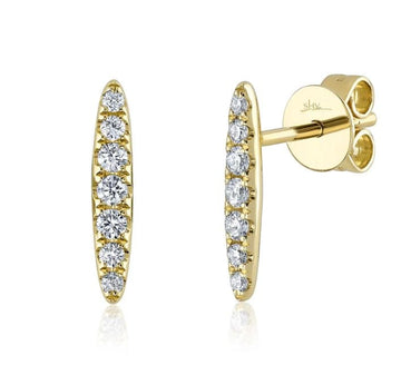 Shy Creation Jewellery - Earrings - Stud Shy Creation 14K Yellow Gold Diamond Line Bar Studs