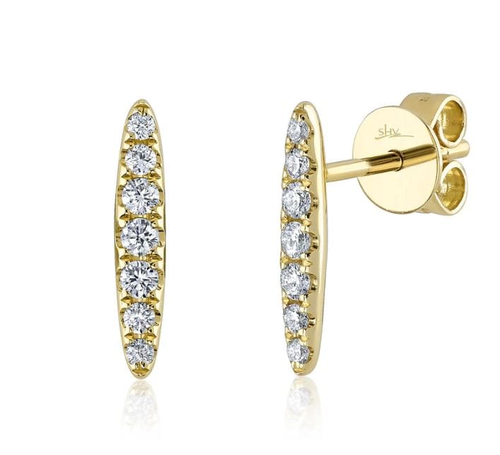 Shy Creation Jewellery - Earrings - Stud Shy Creation 14K Yellow Gold Diamond Line Bar Studs