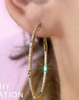 Shy Creation Jewellery - Earrings - Hoop Shy Creation 14K Yellow Gold Diamond Oval Omega Hoops