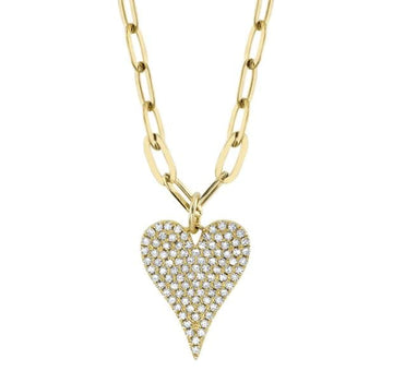 Shy Creation Jewellery - Necklace Shy Creation 14K Yellow Gold Diamond Pave Heart Necklace