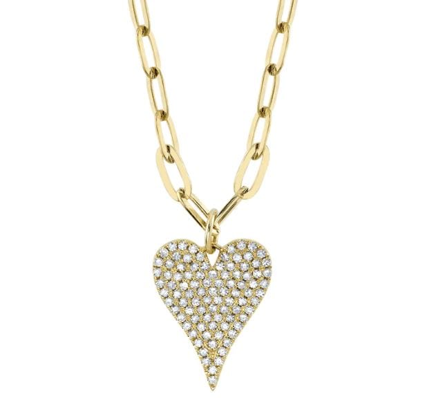 Shy Creation Jewellery - Necklace Shy Creation 14K Yellow Gold Diamond Pave Heart Necklace