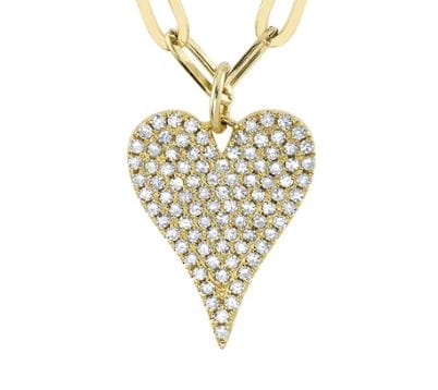 Shy Creation Jewellery - Necklace Shy Creation 14K Yellow Gold Diamond Pave Heart Necklace
