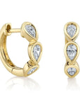 Shy Creation Jewellery - Earrings - Hoop Shy Creation 14K Yellow Gold Diamond Pear Shapes Huggie Hoops