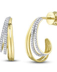 Shy Creation Jewellery - Earrings - Hoop Shy Creation 14K Yellow Gold Diamond Quad Loop Post Hoops