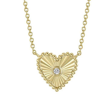 Shy Creation Jewellery - Necklace Shy Creation 14K Yellow Gold Diamond Radiating Love Heart Necklace