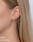 Shy Creation Jewellery - Earrings - Hoop Shy Creation 14K Yellow Gold Diamond Rope Twist Huggie Hoops