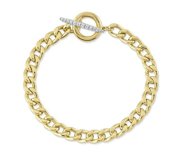 Shy Creation Jewellery - Bracelet Shy Creation 14K Yellow Gold Diamond Toggle Chain Bracelet