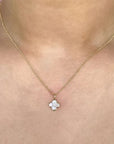 Shy Creation Jewellery - Necklace Shy Creation 14K Yellow Gold Mother of Pearl and Diamond Clover Necklace